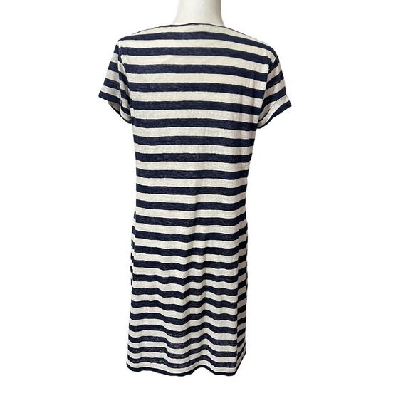 THEORY Nautical Karelo Shirt Dress in Navy & White Striped Small Soft Linen - Picture 6 of 16